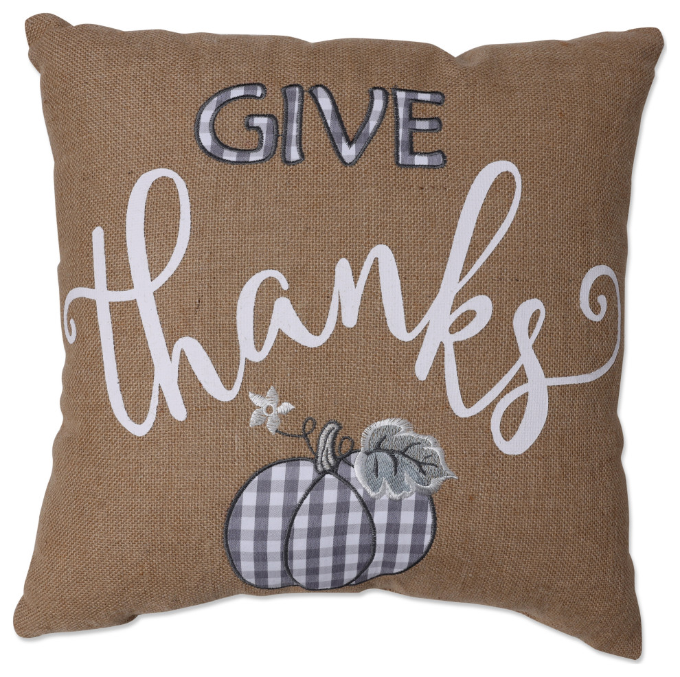 Indoor Harvest Give Thanks Natural 18" Throw Pillow