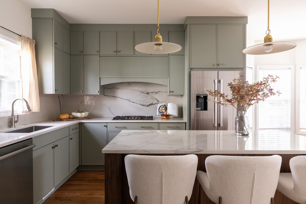 Example of a transitional kitchen design in Raleigh