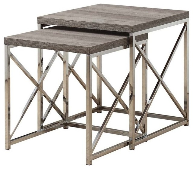 Pemberly Row 2 Piece Nesting End Table Set in Gray