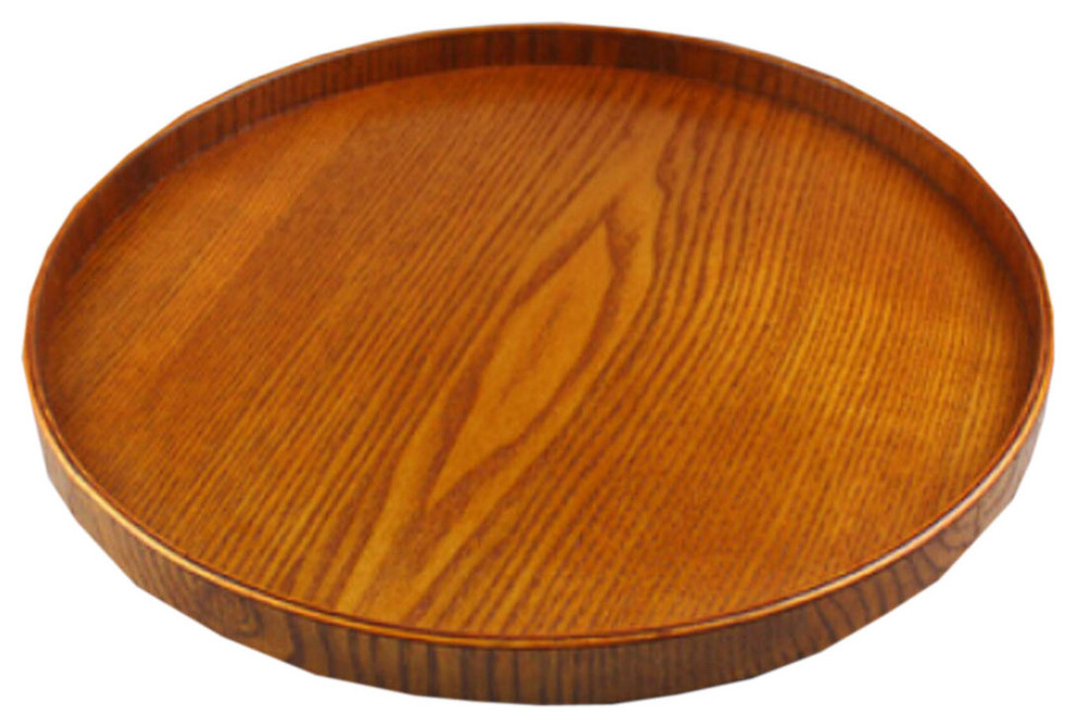 Circular Tray Woodern Tray Elegant Tea Tray 30cm Transitional