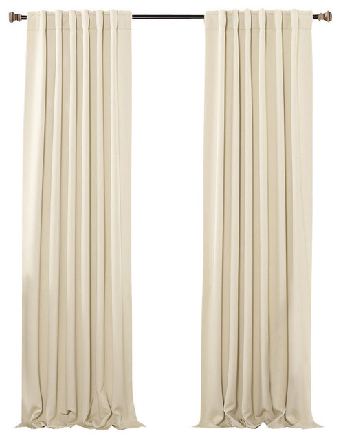 Back Tab Thermal Insulated Blackout Curtains, Set of 2, Beige, 126"