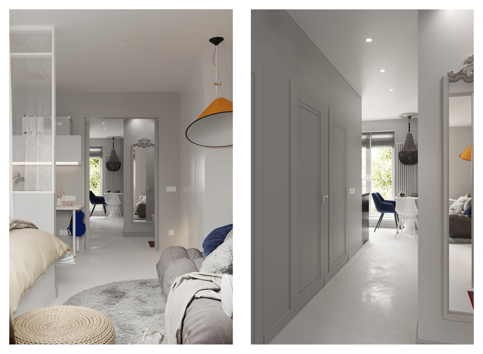 Светлая квартира в панельном доме для молодой девушки