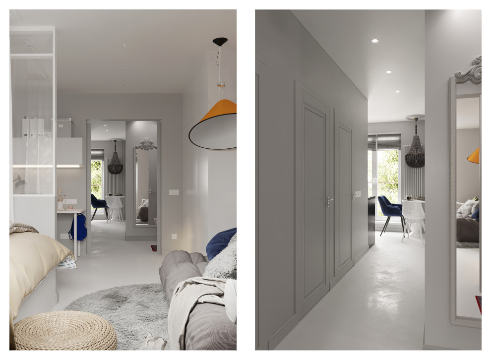 Светлая квартира в панельном доме для молодой девушки