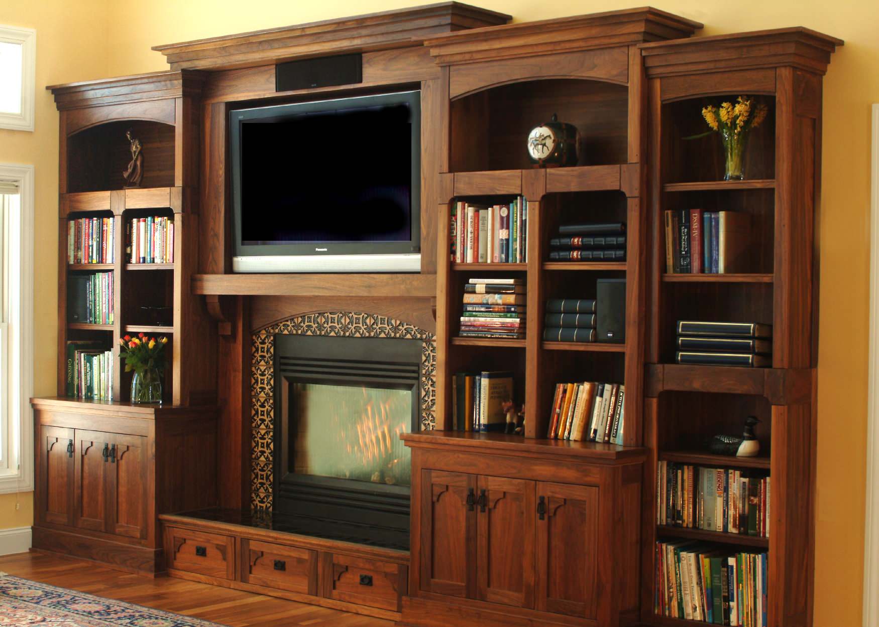 Starr Media Center, Craftsman style, in black walnut