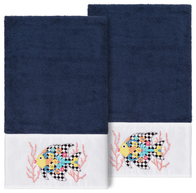 Linum Home Textiles Turkish Cotton Feliz 2Piece Embellished Bath Towel