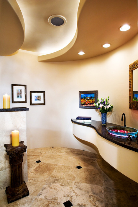 Photo of a contemporary powder room in Phoenix.
