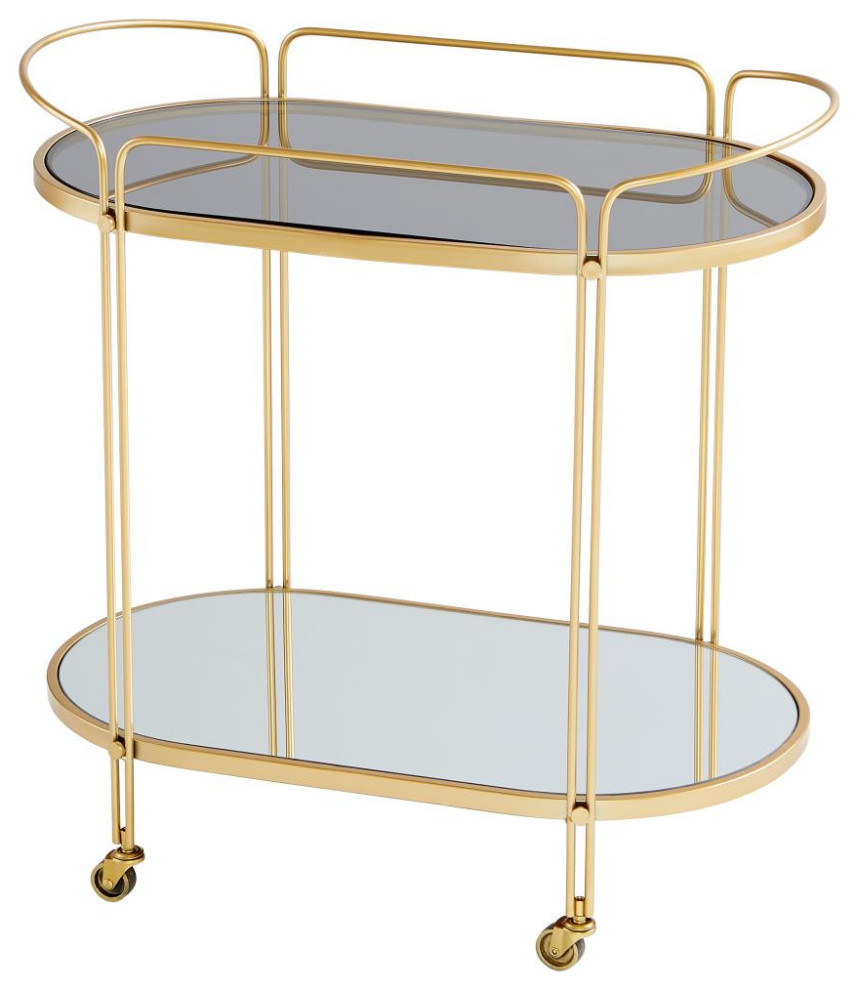 Motif Bar Cart, Gold, Iron, Wood, Glass, 16.25"W (10838 MGP51)