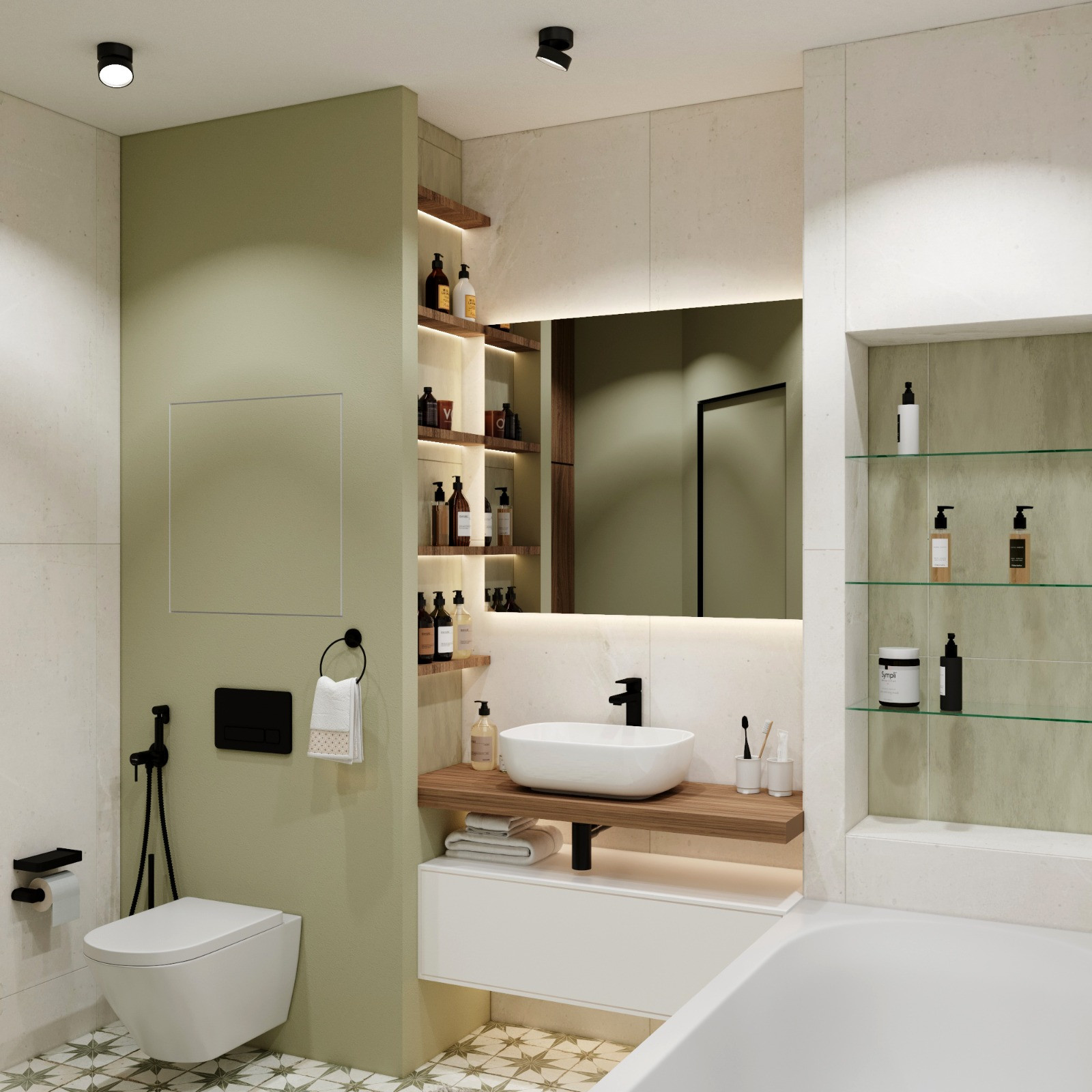 Ванная в ЖК "Нахабино" в скандинавском стиле