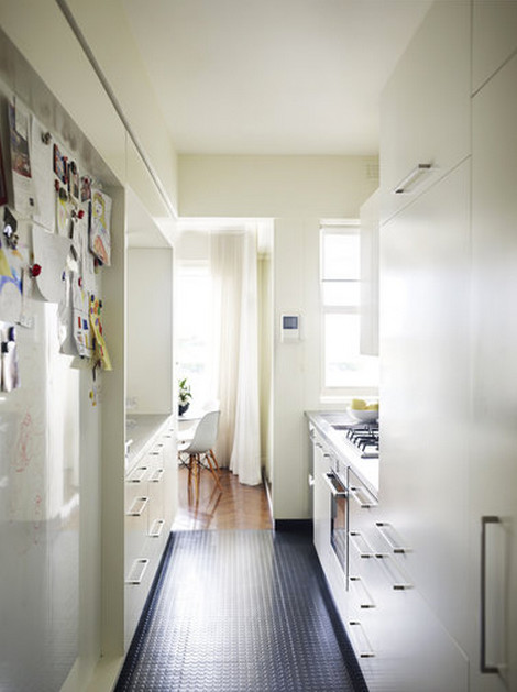 This is an example of a small modern galley separate kitchen in Newcastle - Maitland.