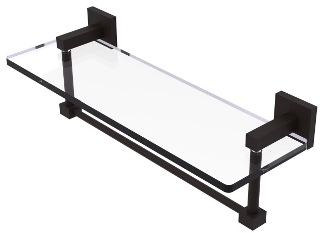 Montero 16" Glass Vanity Shelf with Integrated Towel Bar, Oil Rubbed Bronze
