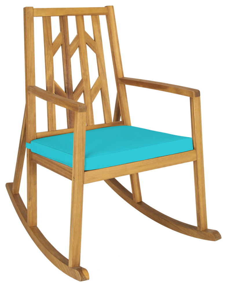 Gymax Outdoor Acacia Wood Rocking Chair Wooden Patio Rocker W