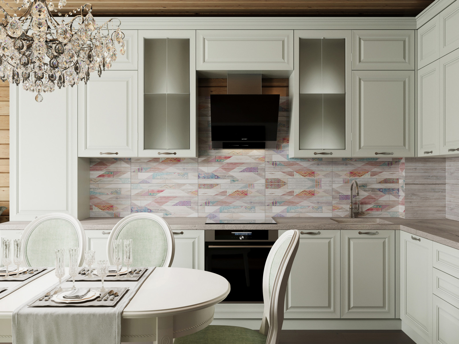 Кухня Гостиная в классическом стиле