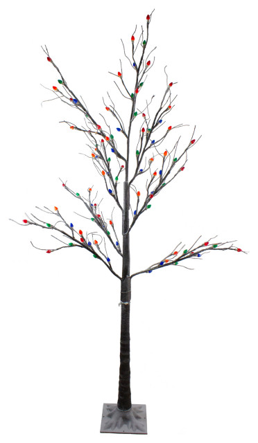 6 Pre Lit Led Brown Artificial Tree Multi Colored Lights Plants And Trees By Northlight Seasonal Houzz 6 Pre Lit Led Brown Artificial, Outdoor Artificial Light Up Trees