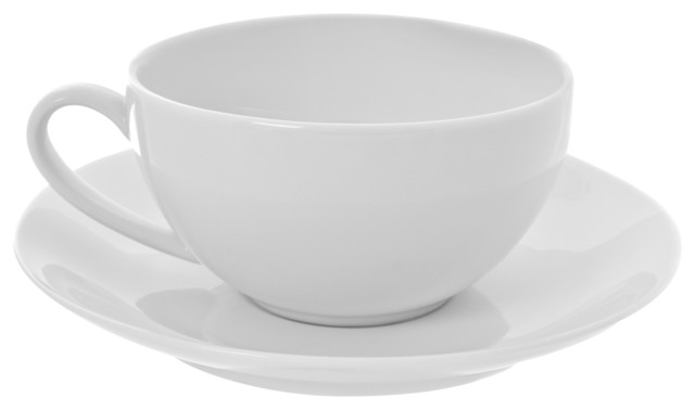 Royal Coupe White Oversized Cup and Saucer, Set of 6