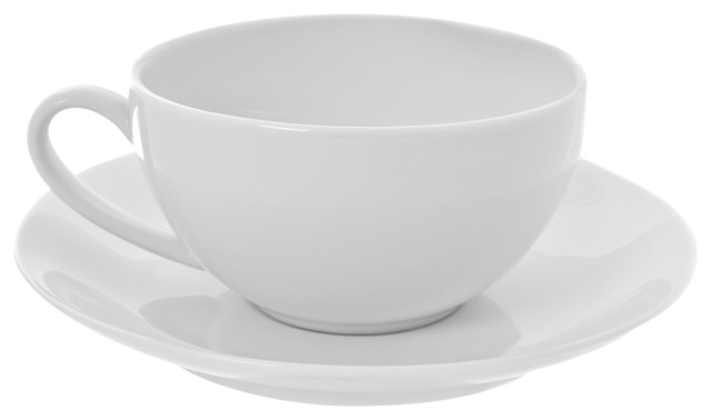 Royal Coupe White Oversized Cup And Saucer Set Of 6