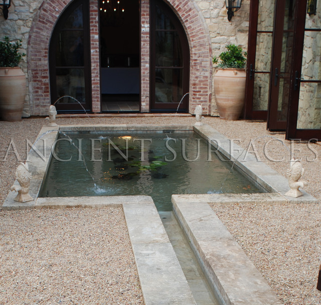 Pools, pool coping, pool deck, pool fountain mediterranean-swimming-pool