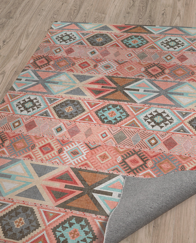 AZTEC TRIBAL PINK Area Rug By Becky Bailey Southwestern Area Rugs