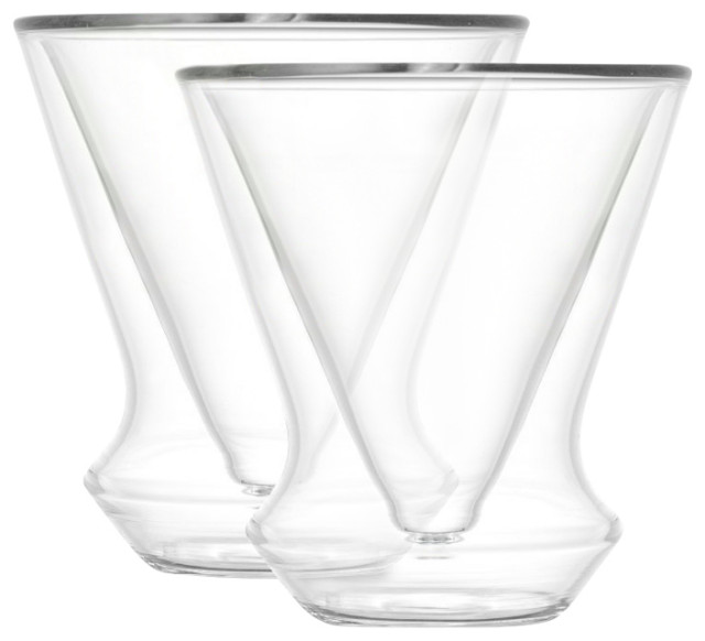 Cosmo Double Wall Stemless Martini Glasses 5 Oz Set Of 2 Modern Cocktail Glasses By Mm