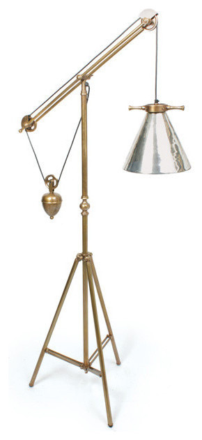 Weighted Floor Lamp With Antique Silver Glass Shade