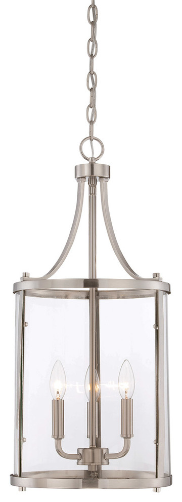 3-Light Small Foyer Lantern, Satin Nickel