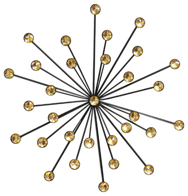Rania 16 Black And Amber Acrylic Burst Wall Decor Midcentury Rania 16 Black And Amber Acrylic Burst Wall Decor