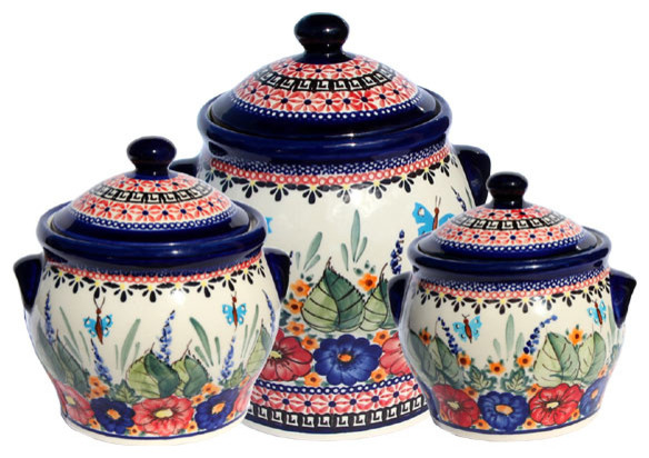 Polish Pottery Canister Set Pattern Number 149arset Farmhouse