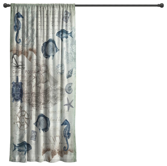 Laural Home Seaside Postcard Sheer Window Curtain Beach Style Laural Home Seaside Postcard Sheer Window Curtain Beach Style Curtains By