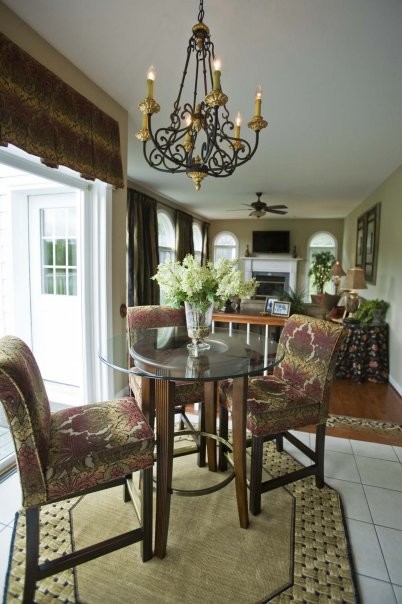 Inspiration for a mid-sized transitional u-shaped open concept kitchen remodel in Baltimore with raised-panel cabinets, medium tone wood cabinets, granite countertops and a peninsula