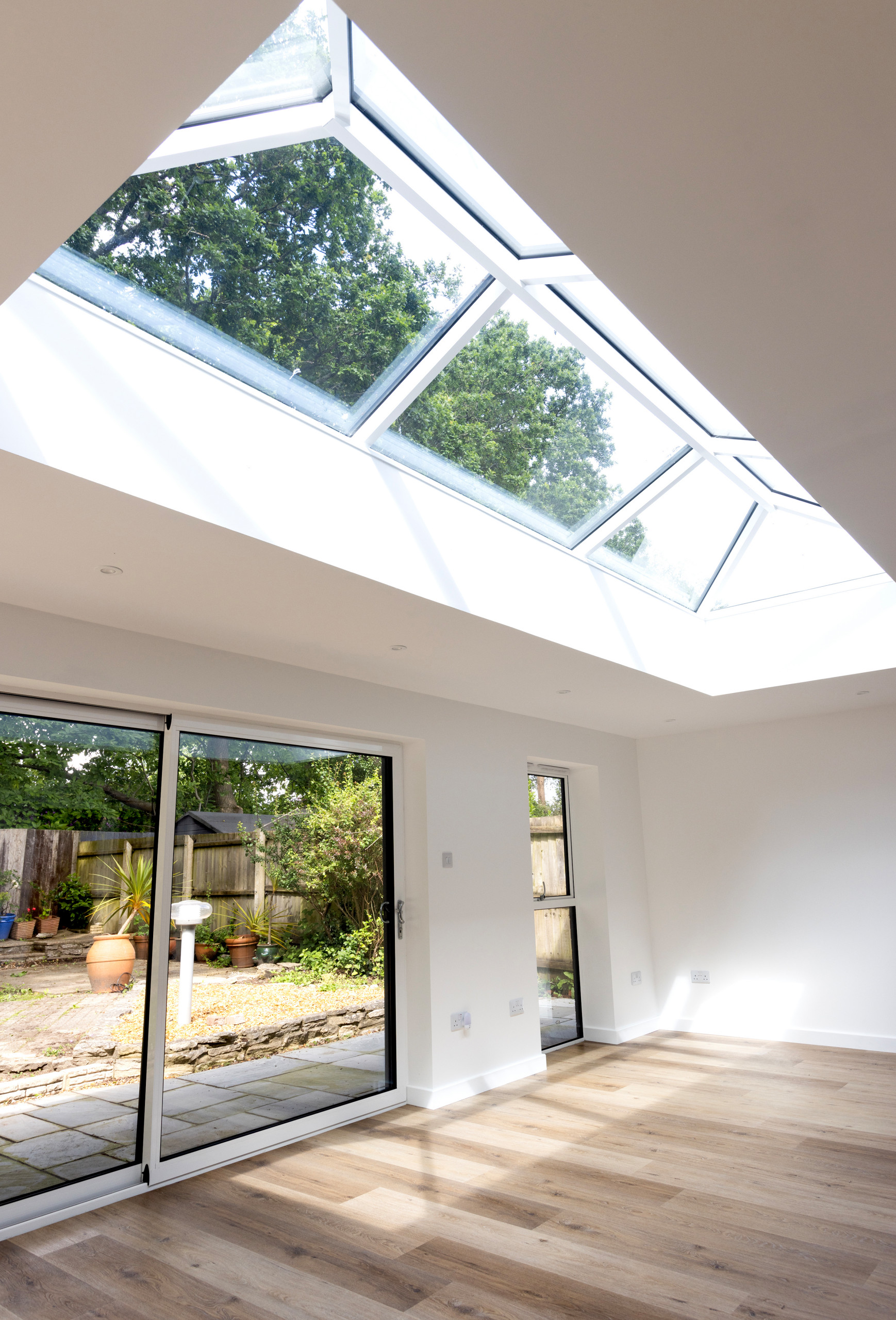 View of living space, roof lantern and glazing