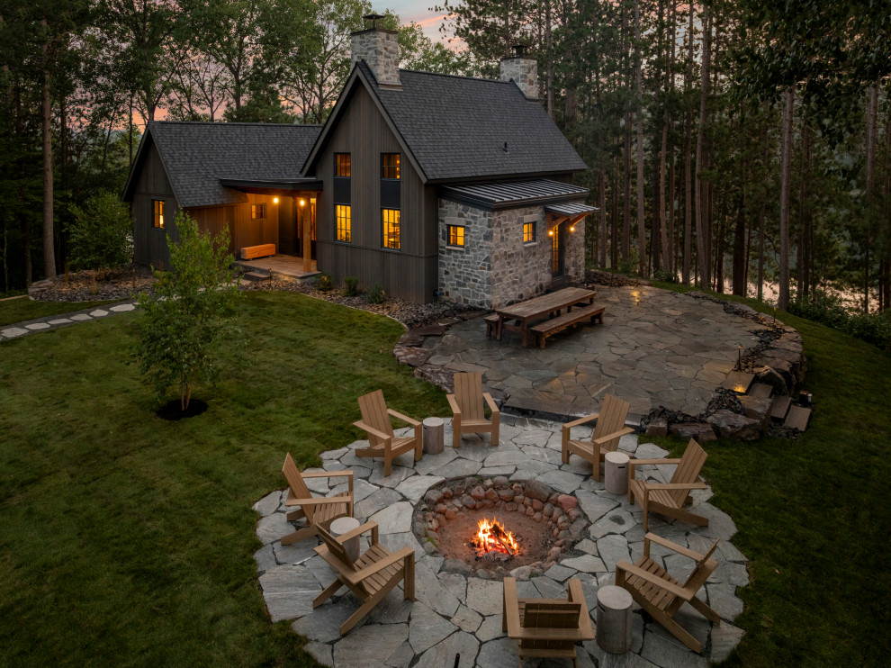 Rustic exterior home idea in Minneapolis
