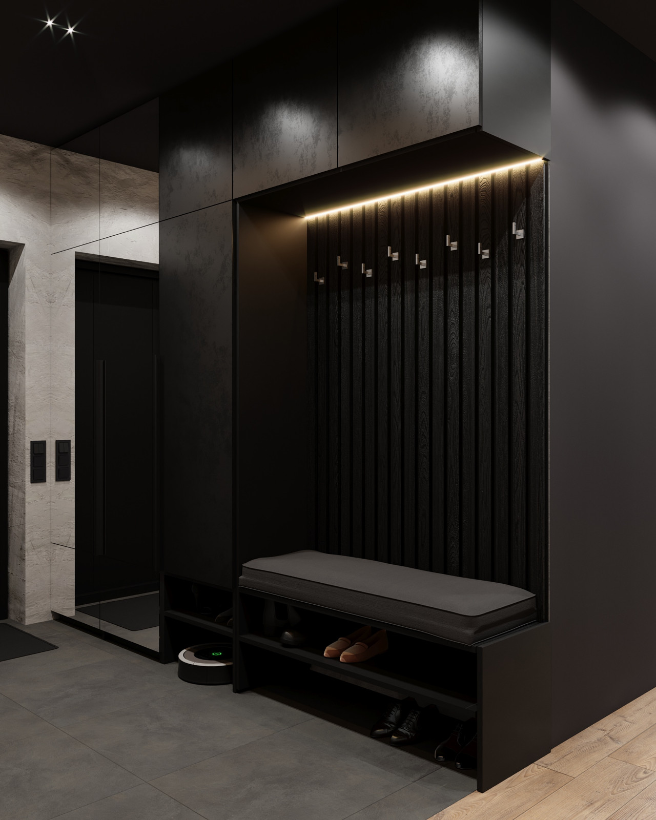 Брутальная квартира с элементами минимализма 65