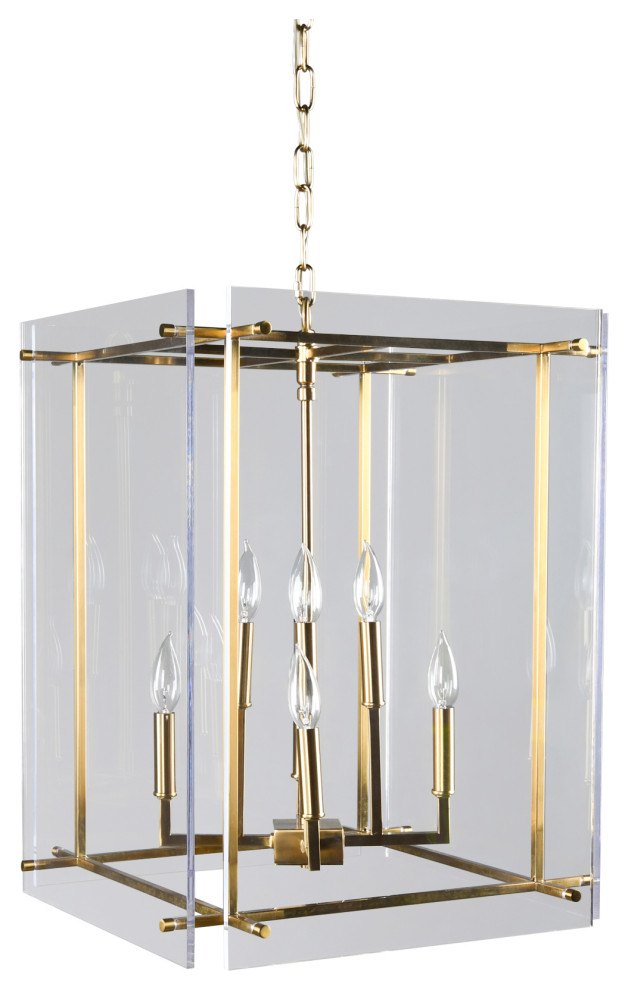 Lena 8Light Iron and Acrylic Chandelier, Gold, by Kosas Home