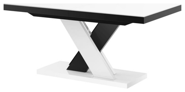 XENNA LUX Extendable Dining Table, White/Black