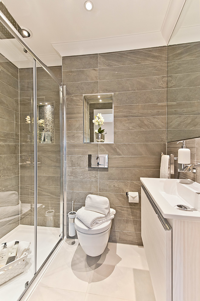 Design ideas for a contemporary bathroom in Surrey.