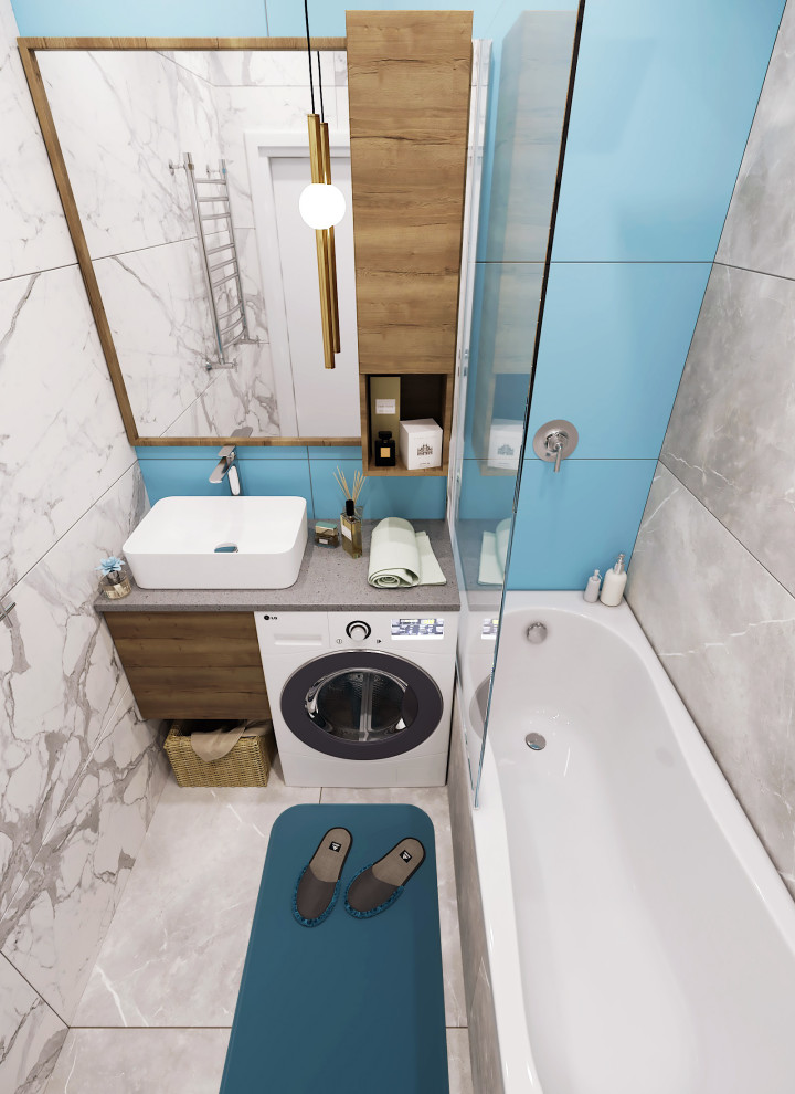 Ванна и туалет в одном стиле