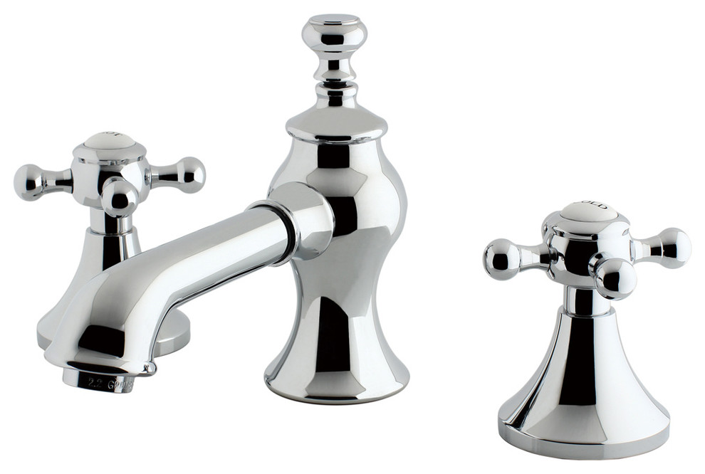 Widespread Lavatory Faucet,Brass English Country Popup Drain, Polished