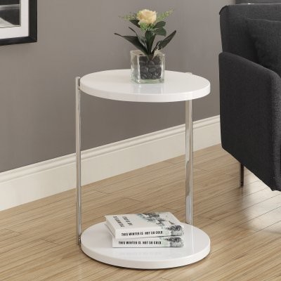 Monarch I 3056 Metal Accent Table - White / Chrome