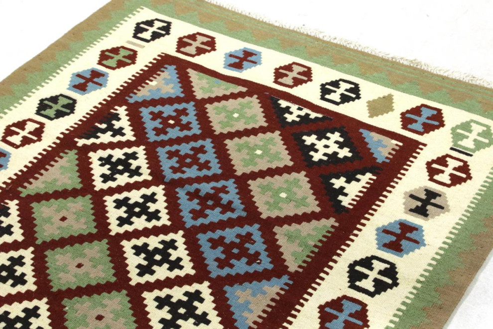 Persian Kilim Fars 4'9"x3'7" Hand Woven Oriental Rug