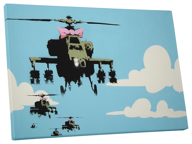 Banksy Happy Choppers Canvas Wall Art - Contemporary - Prints And