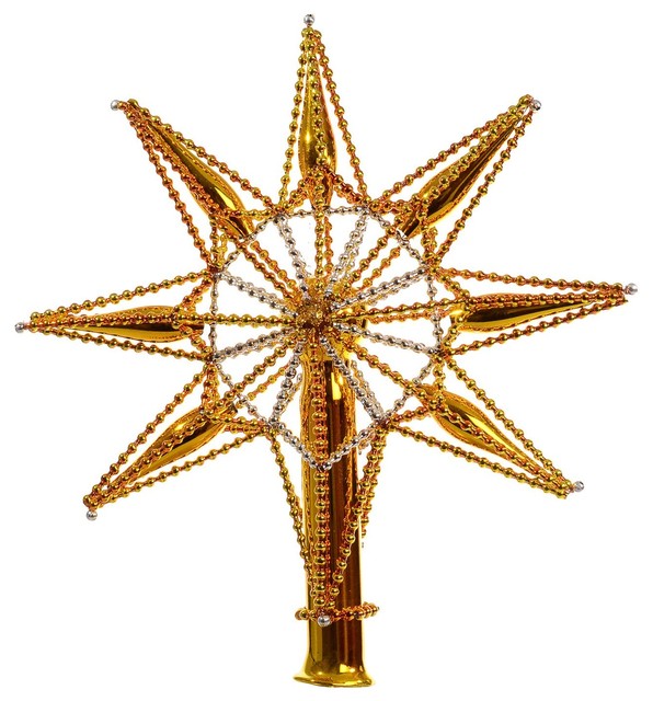 "Star" Yellow Glass Christmas Tree Topper" Contemporary Christmas