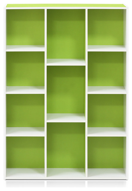 11107 White Green 7 Cube Reversible Open Shelf Bookcase 11107 White Green 7 Cube Reversible Open Shelf Bookcase Contemporary Bookcases By Furinno