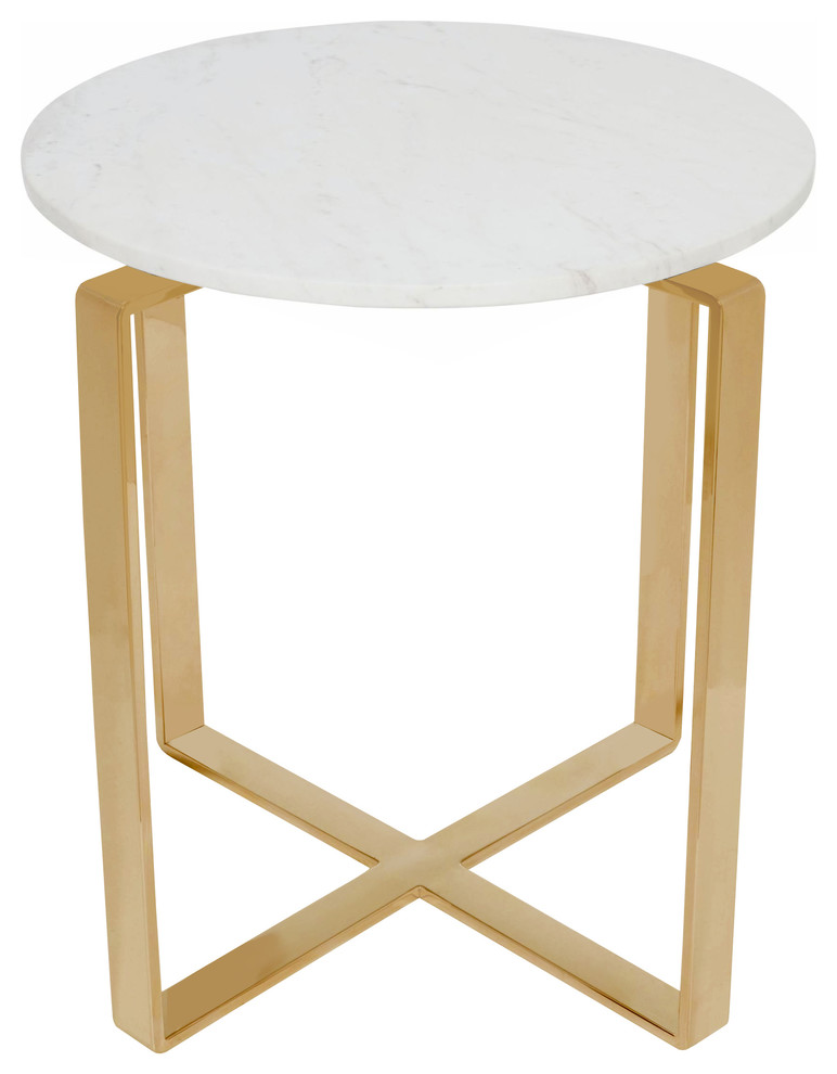 Rosa Round Marble Top Side Table by Nuevo Living Contemporary Side