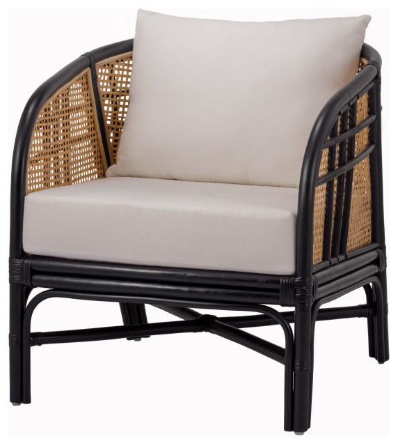 Ferrara Rattan Accent Arm Chair, Black/ Natural