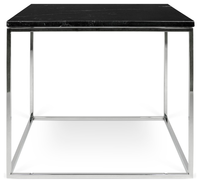 Gleam 20 X20 Marble Side Table Top Black Base Chrome