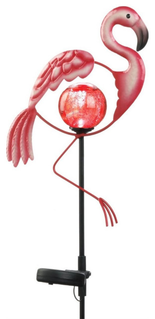 Pink Flamingo Solar Garden Stake - Tropical - Garden Statues And Yard