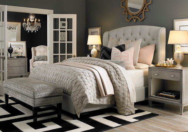 HGTV Home Custom Upholstered Paris Arched Winged Bed by
