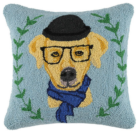 Hipster Golden Lab Hook Pillow