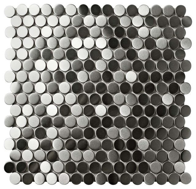 Chromium Stainless Steel Over Porcelain Mosaic Wall Tile Chromium Stainless Steel Over Porcelain Mosaic Wall Tile Penny