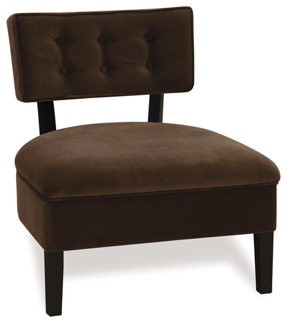Office Star Avenue Six Curves Button Accent Chair in Chocolate Velvet Fabric