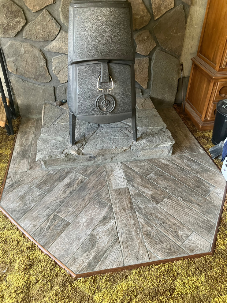 Wood stove tile install